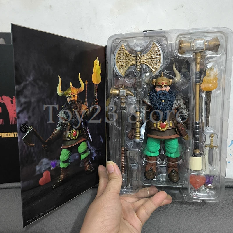 Neca Dragon And Dungeon Anime Figure Dwarf Warrior Elkhorn Action Figures Handheld Model Toy Collectible Christmas Gifts