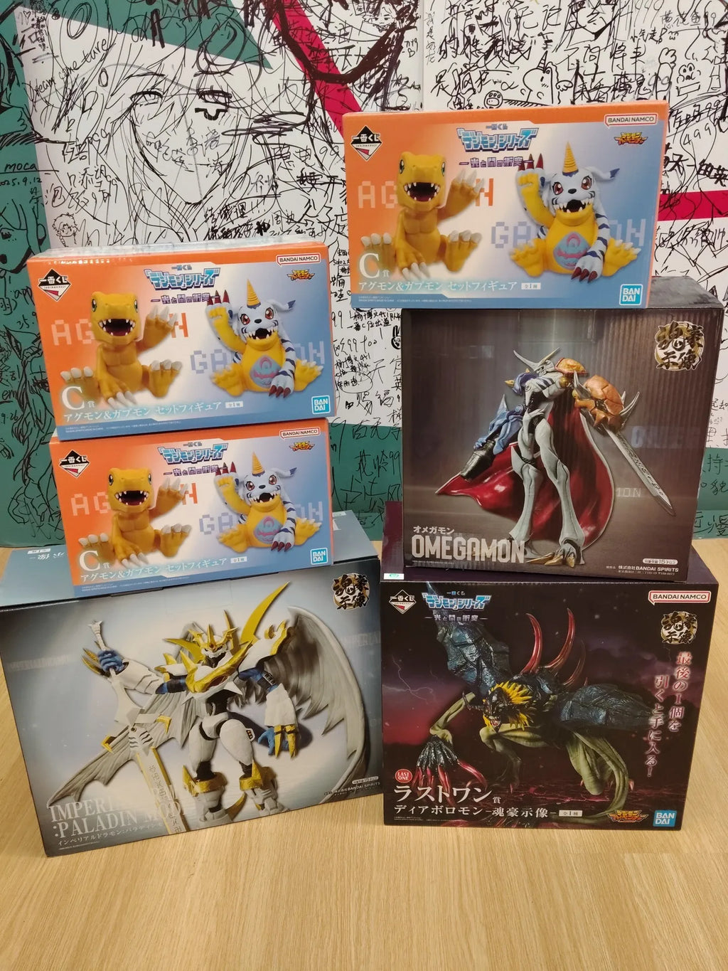 TYCTOYS Genuine BANDAI Ichiban Digimon Light and Dark Omegamon Agumon Gabumon Anime Character Model Toys Ornament Gifts