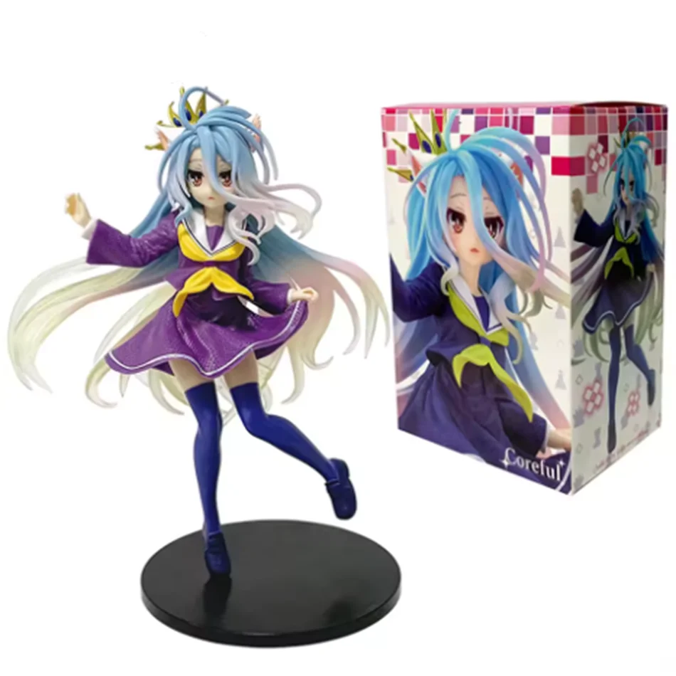 18cm No Game No Life Anime Figure Desktop Cute Cat Ear Shiro Action Figure Room Decorations PVC Adult Collection Model Doll Toys
