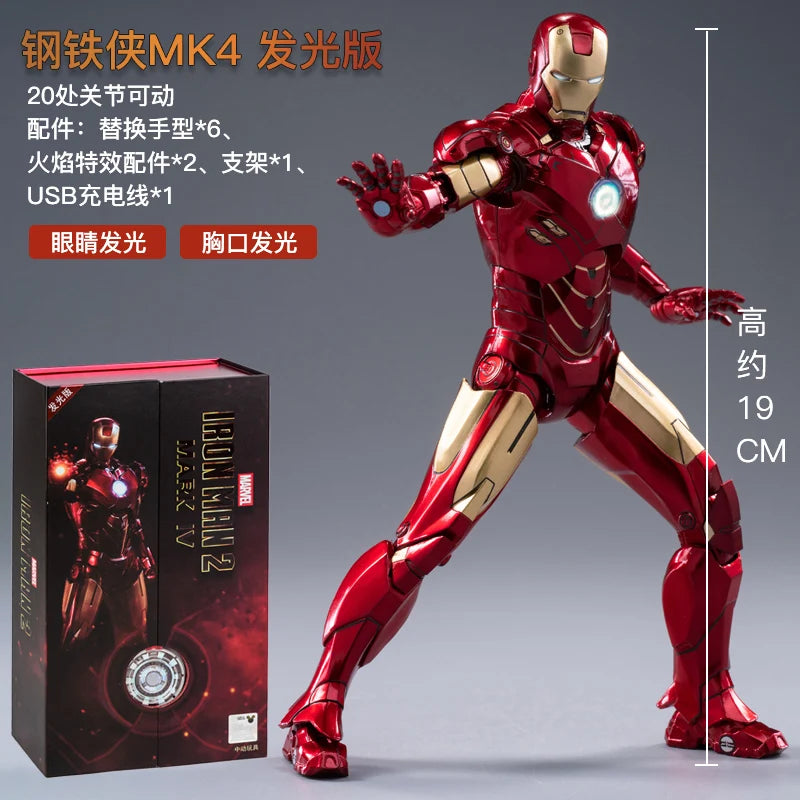 Original Avengers ZD Toy Light version Iron Man Mark3 MK6 Action Figure MK1-7 LED MK85 Suit-up Gantry Adult Collectible toys