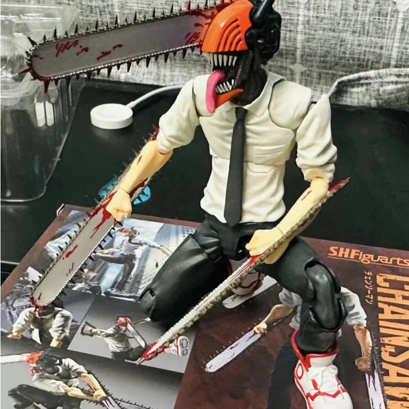 New Figma 586 Chainsaw Man Action Figure Shf Denji Katana Man Anime Model Doll Statue Joint Movable Movie Toys New Year'S Gifts