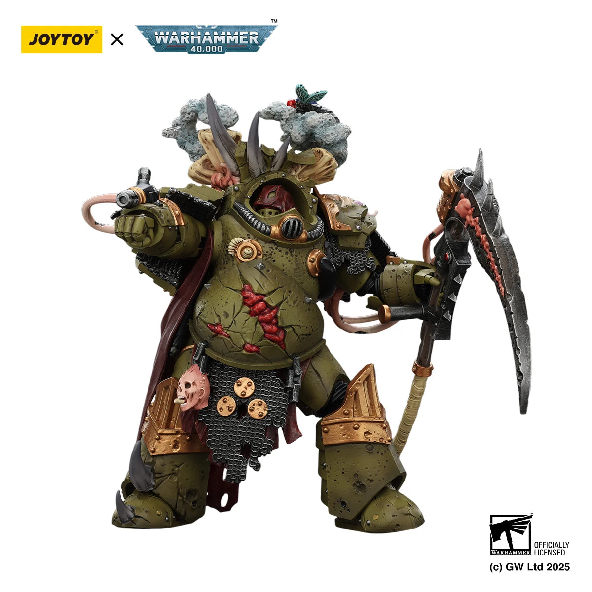 JOYTOY Warhammer 40K 1/18 Action Figure Death Guard Deathshroud Terminator 1 with Manreaper and Plaguespurter Gauntlet