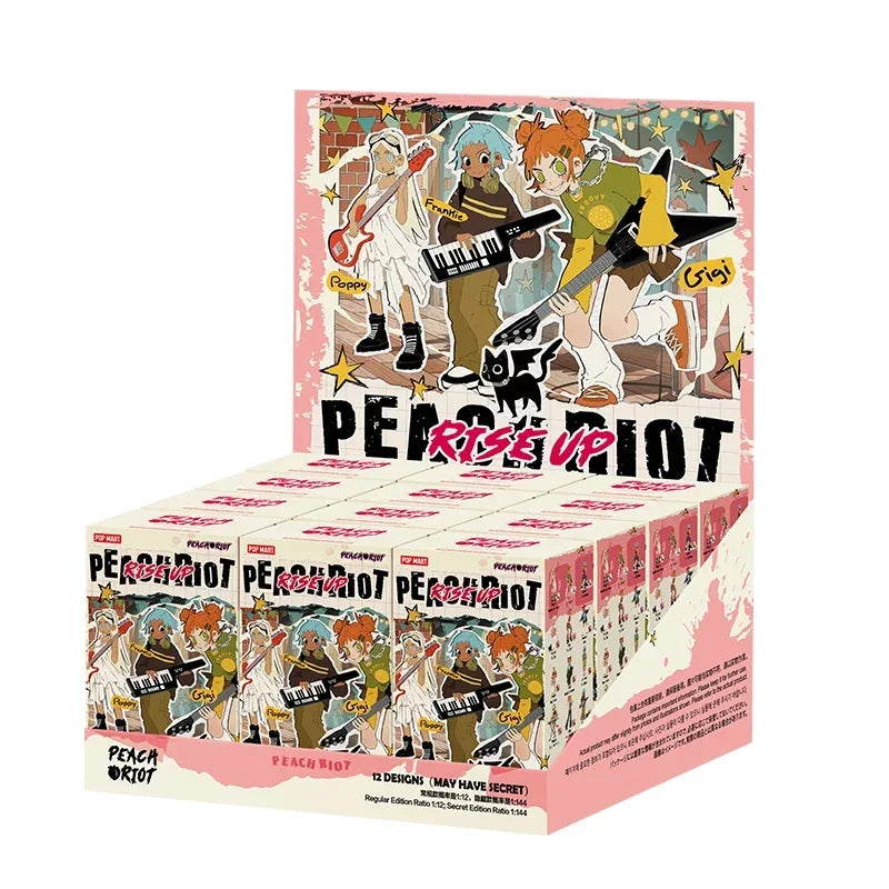 POP MART Peach Riot Rise Up Series Blind Box Toys Kawaii Anime Action Figure Surprise Desktop Ornaments Collection Dolls Gift