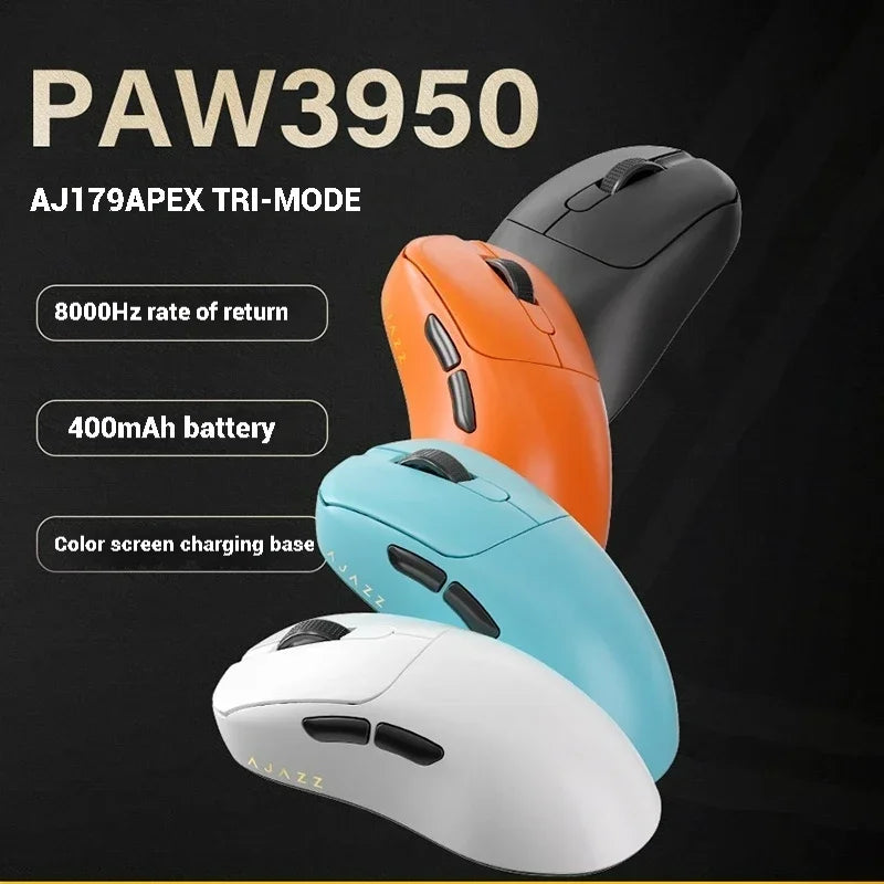 AJAZZ AJ179 Apex Wireless Three-mode Gaming Mouse PAW3395 Sensor 26kPDI Manual Engineering Wired Lightweight Mouse Accessories