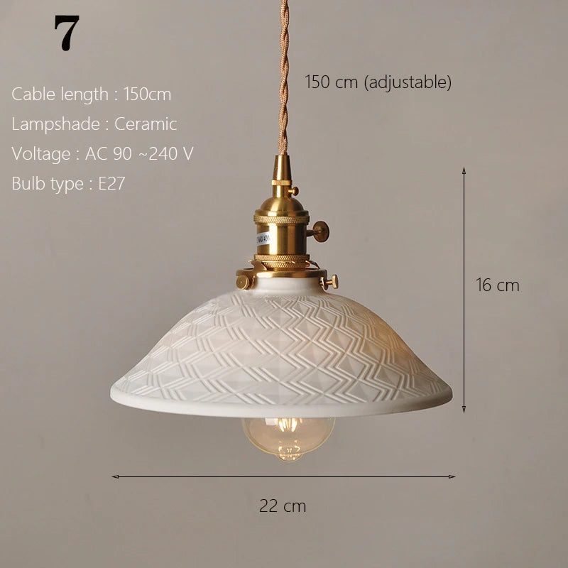 Japanese Ceramic Pendant Lights Scandinavian Light Luxury Pendant Lamp for Living Room Bedroom Dinning Room Kitchen Island