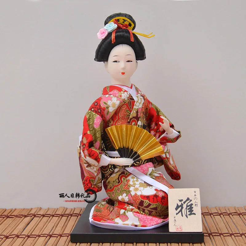 12inch Japanese Geisha Doll Statuette Sitting Figurine Japanese Kimono Kokeshi Kabuki Geisha Handicraft Ornament Birthday Gift