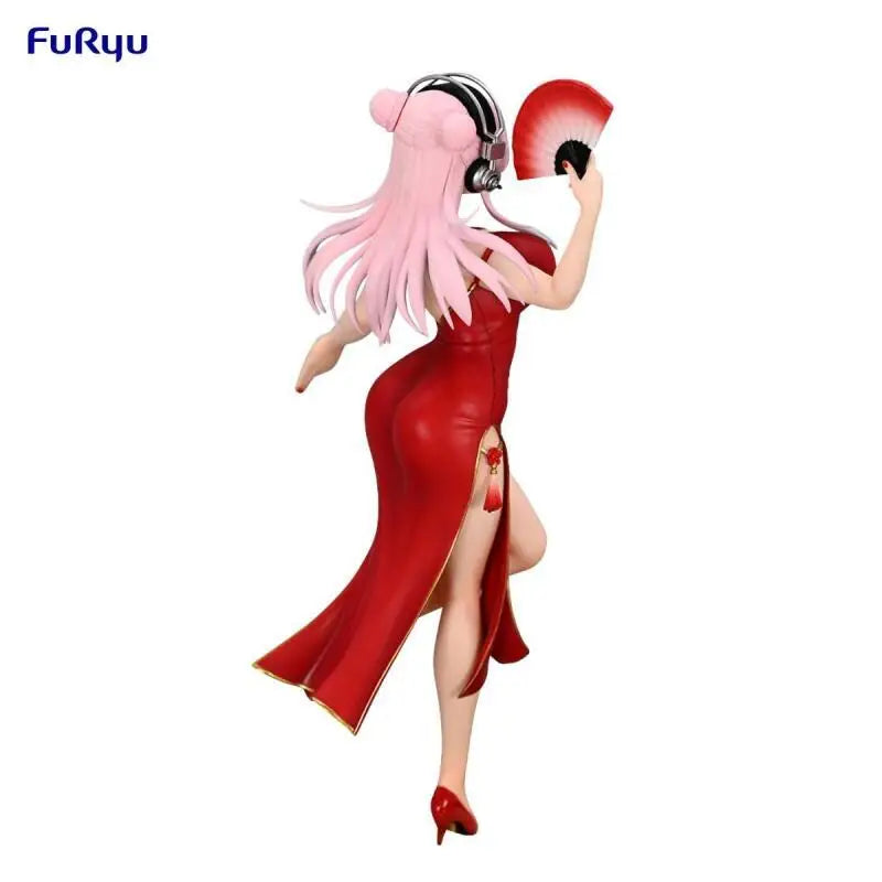 Genuine Original Furyu Super Sonico Trio Try It Figure Red China Dress Ver In Stock Anime Figure Model Collector Figurine Toys