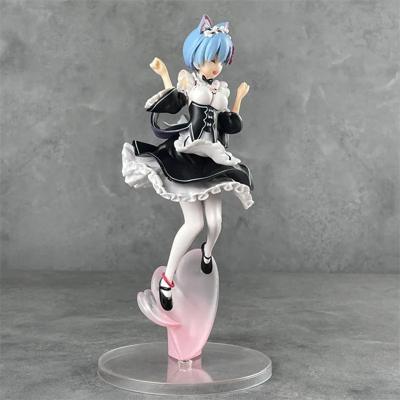 1/7-teiliges Set Anime Re: Leben in einer anderen Welt von Zero Rem Cat Ear Ver. Komplette PVC-Actionfigur Sammlermodell Spielzeugpuppe