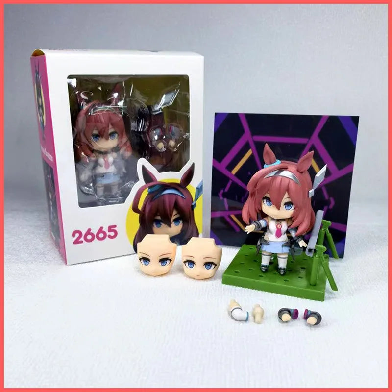 10cm #2665 Mihono Bourbon Uma Musume Pretty Derby Face Swap Chibi Action Figure Collectible Desktop Decor For Anime Fans