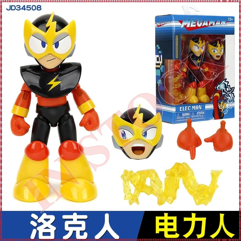 Jada Toy 1/12 Mega Man Action Figure Flame Man Frozen Man Fully Articulated Collectible Model Toy Joint Game Character Figurine