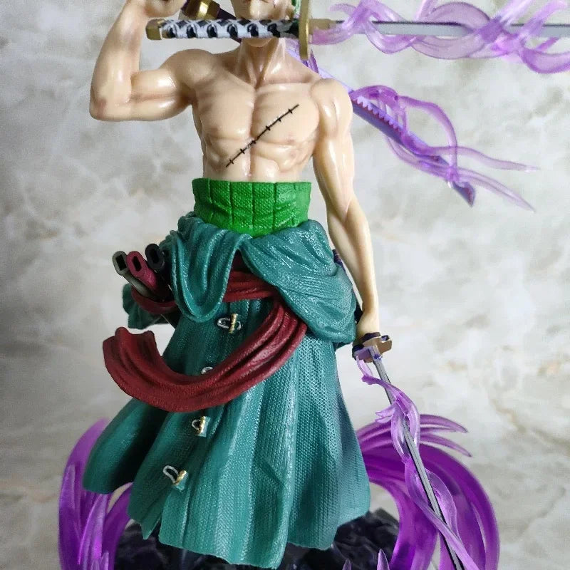 20cm One Piece Action Figure Three-Knife Fighting Skill Roronoa Zoro Anime Model Zoro Figures Decorations PVC Toy Gift