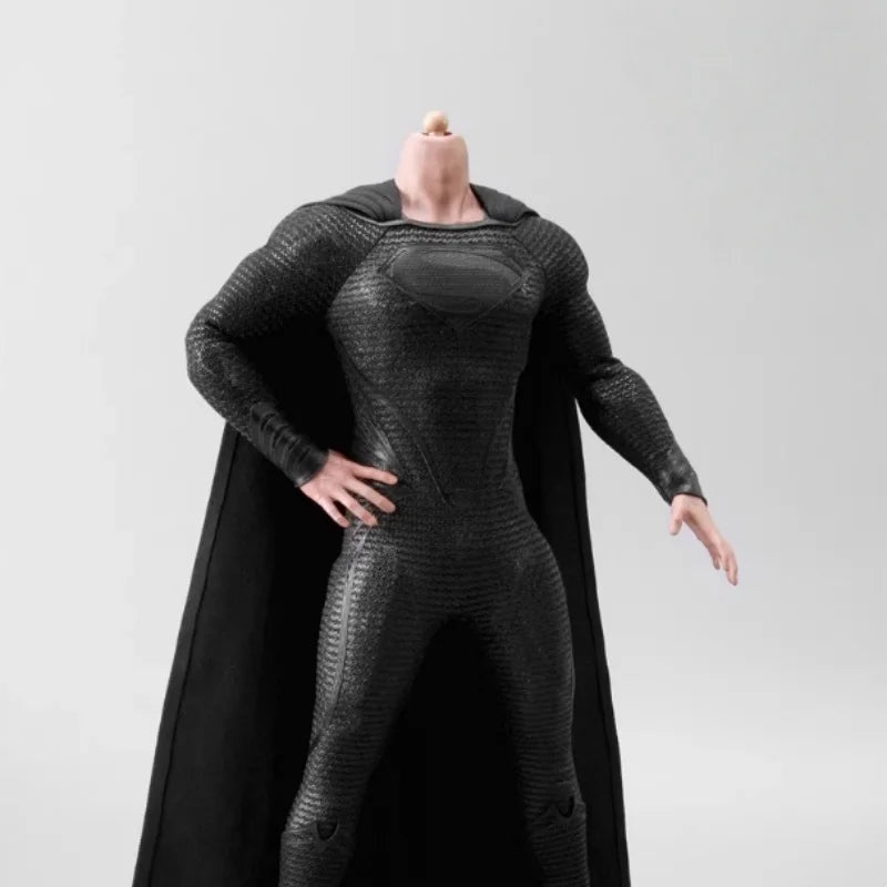 New Combat Suit Sn02 1/6 Scale Soldier Black Battle Suit With Cape Superhero Tight Body Fit Jumpsuit For 12inch