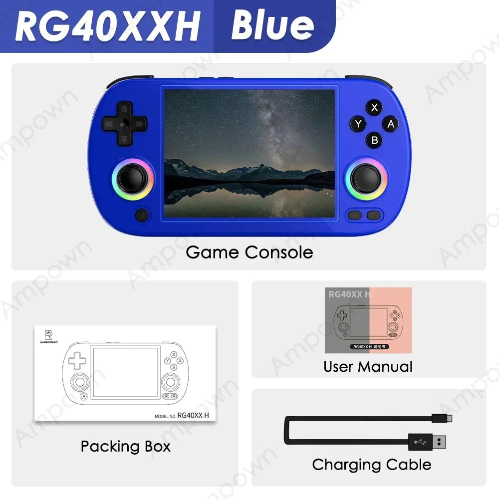 ANBERNIC RG40XX H Handheld Game Console 4'' Screen Linux System Joystick RGB Lighting Effect RG40XXH Video Player Trimui Console