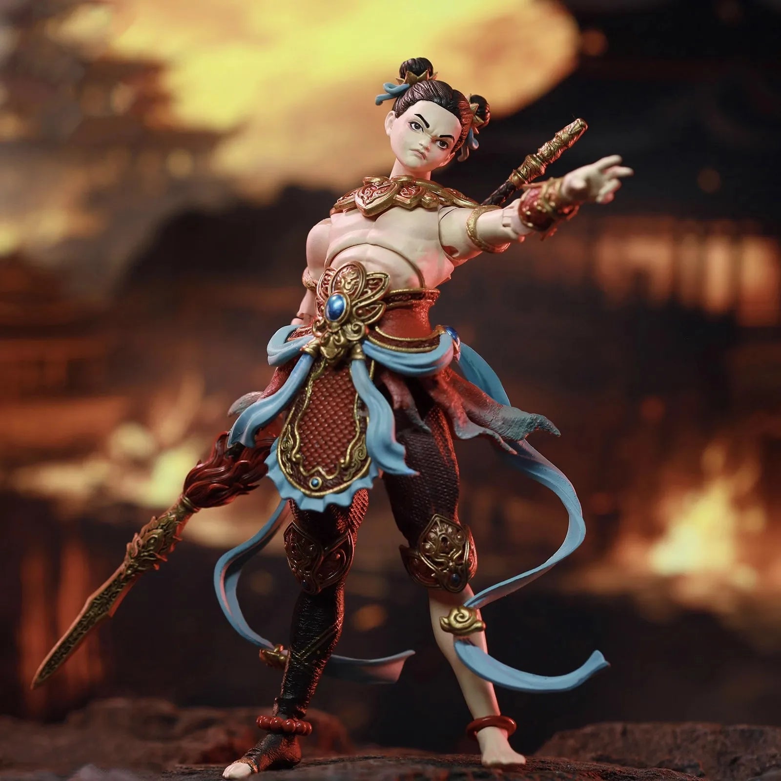 FancyRealm FJ-1A02 1/12 Soldier Fengshen Nezha 6'' Action Figure Model Toy In Stock