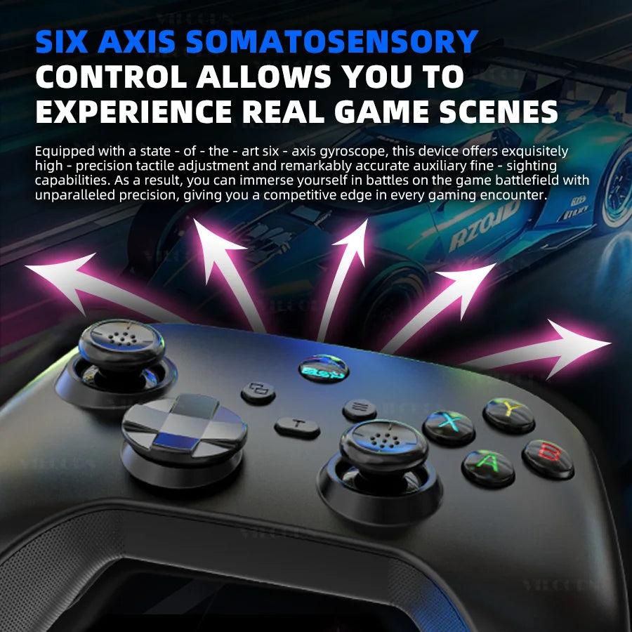G6 Bluetooth-Compatible Game Controller For IOS/Android Gamepad For PC Hall rocker Six-axis Dual Vibration Joystick For Switch