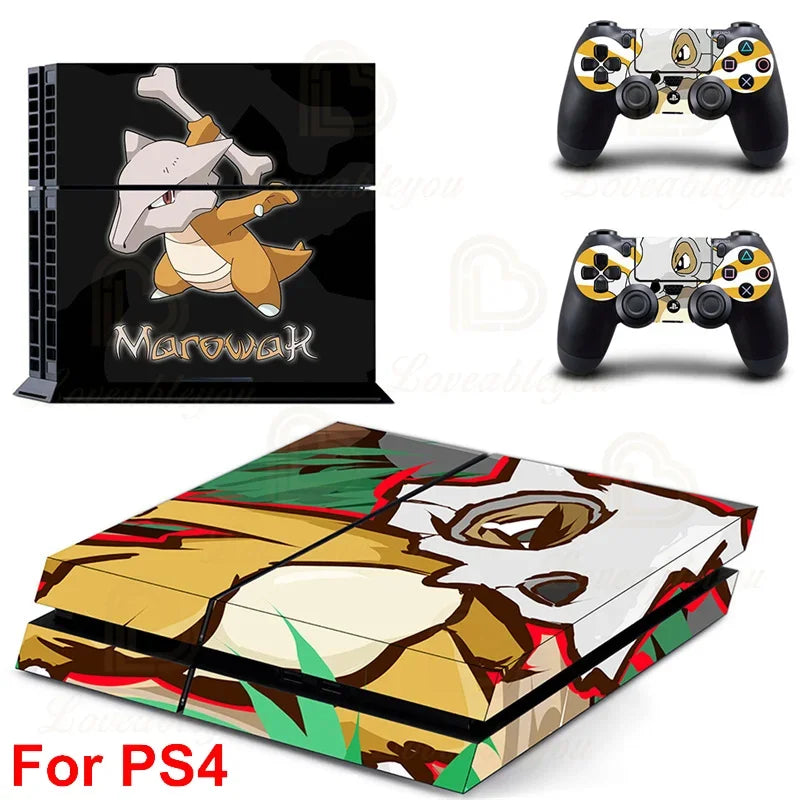 Gengar Stickers for SONY PS4 Pro Slim Console Pikachu Mew Full Body Skin Decals for PlayStation 4 Controller Gamepad