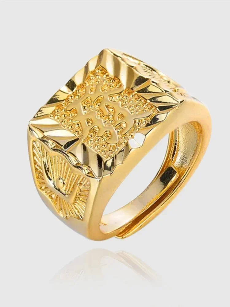 Nicht verblassender 18-karätiger Goldring für Männer, Anillos Mujer, Stein-Edelstein, echter 18-karätiger Goldschmuck, Anillos de Hiphop Origin Rings Box Bizuteria