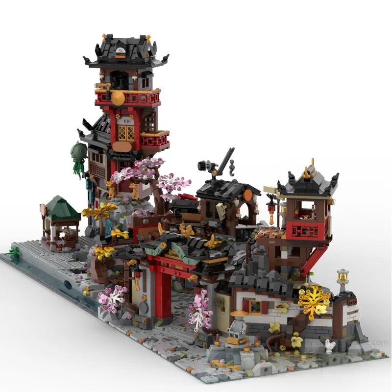 City Building Model Moc Building Blocks Old Town Model Technology Bricks DIY Christmas Assembly Street View Toys Gifts