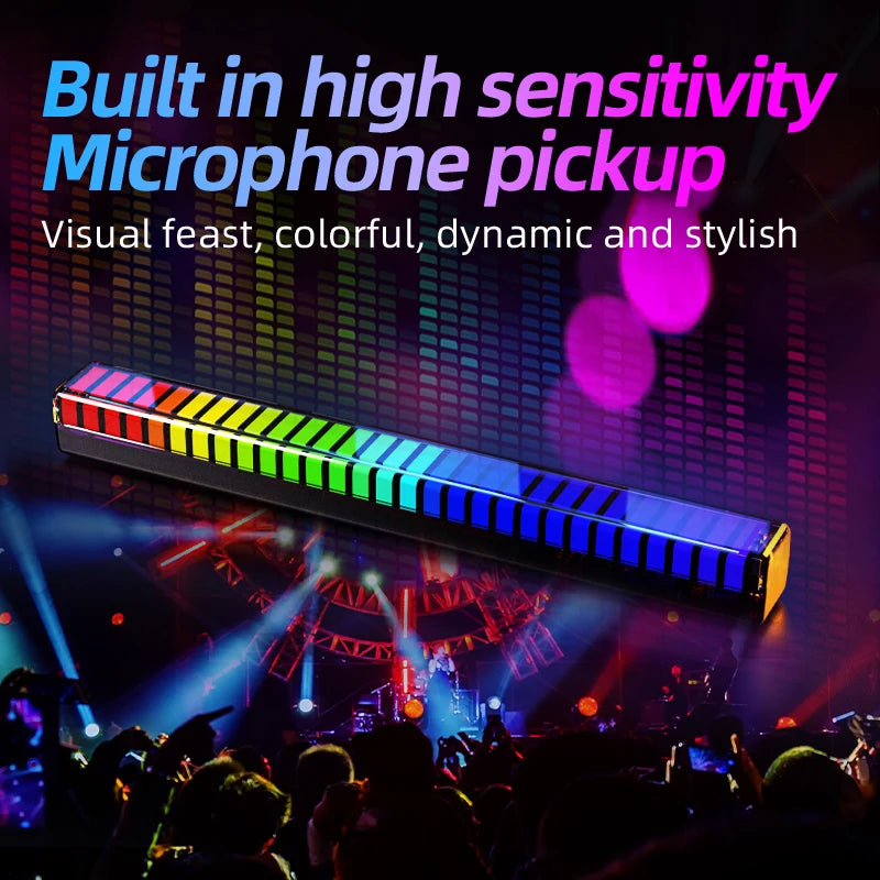 RGB Sound Pickup Lamp LED Atmosphere Lights Music Rhythm Light Muticolor Music Sync for Party Esports Room Automobile Decoration