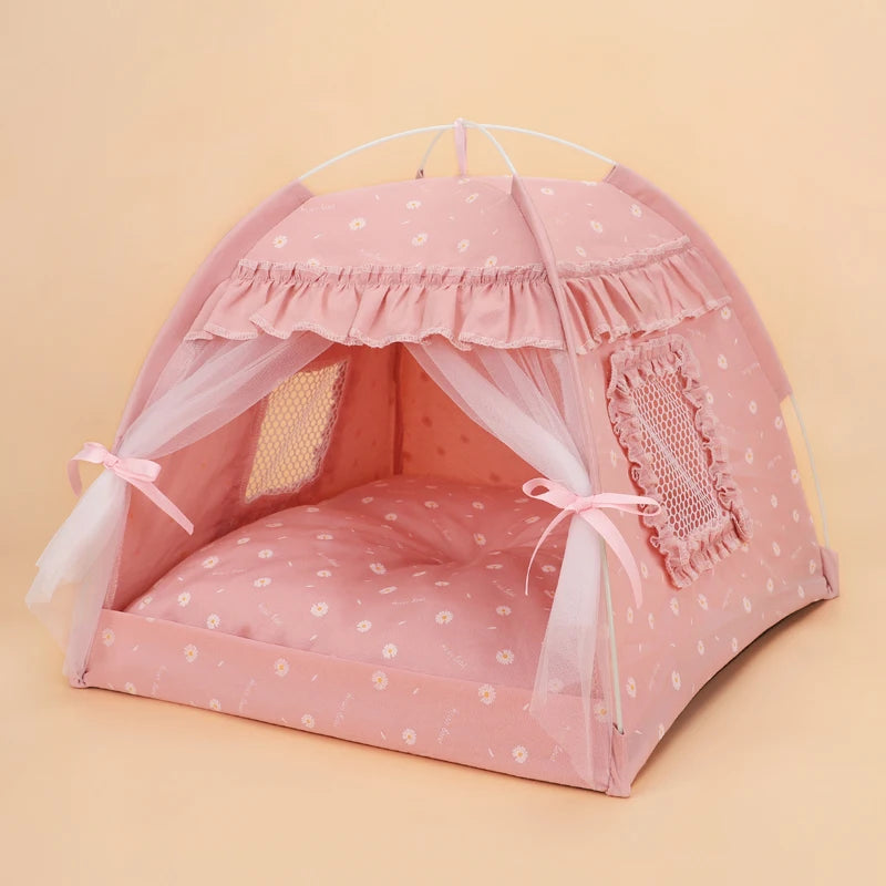 Foldable Pet Cat Tent Bed Four Seasons Universal for Cat and Dog Pet Nest Summer Cool Mat Portable Breathable Cat House Cave Hut
