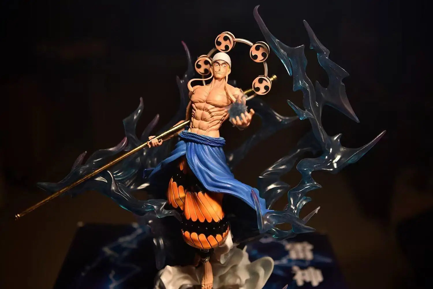 One Piece Enel Thunder God Light Up Double Head Sculpt Anime Action Figure Statue Desktop Decoration For Anime Fans Gift