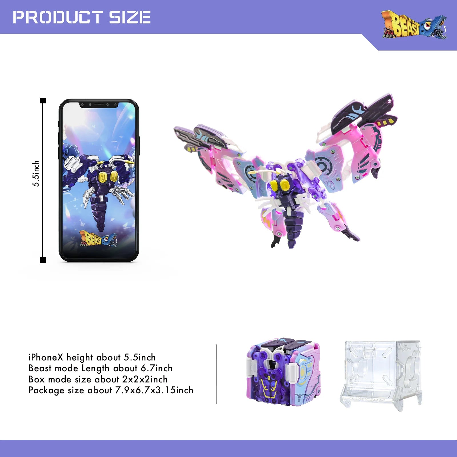 52TOYS Beastbox BB-56 BULLET Butterfly Deformation Robot, Converting in Mecha and Cube, Action Figure, Collectible Gift