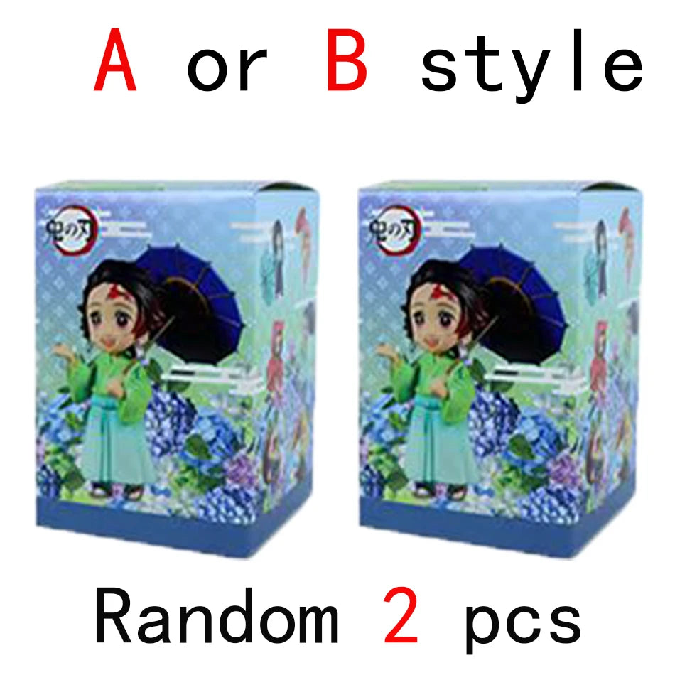Demon Slayer Plum Rain Series Blind Box Nezuko Tanjiro Q Version PVC Figures Mystery Pack Birthday Christmas Gift