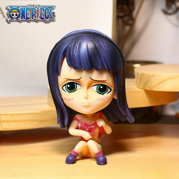 One Piece Chibi Big Head Statues - Luffy Zoro Sanji Nami Boa Hancock - Dashboard Ornaments, PC Case Decor, Collectible Figurines