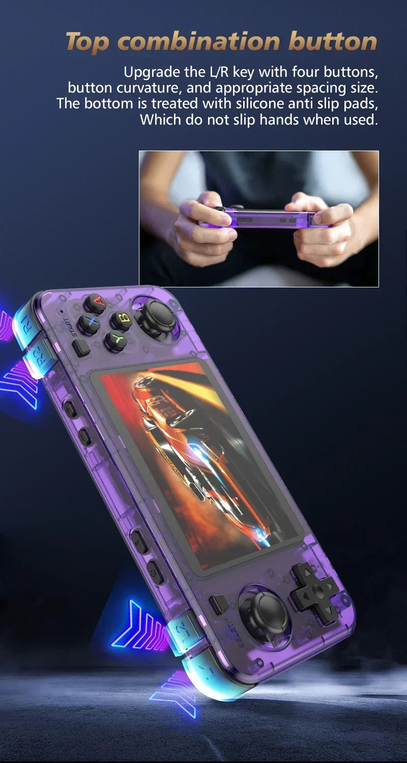 New R36H Handheld Game Console 3.5-inch IPS Screen Linux RK3326 Retro Video Games Player 3000 mAh 64G 10000+ Classic Game