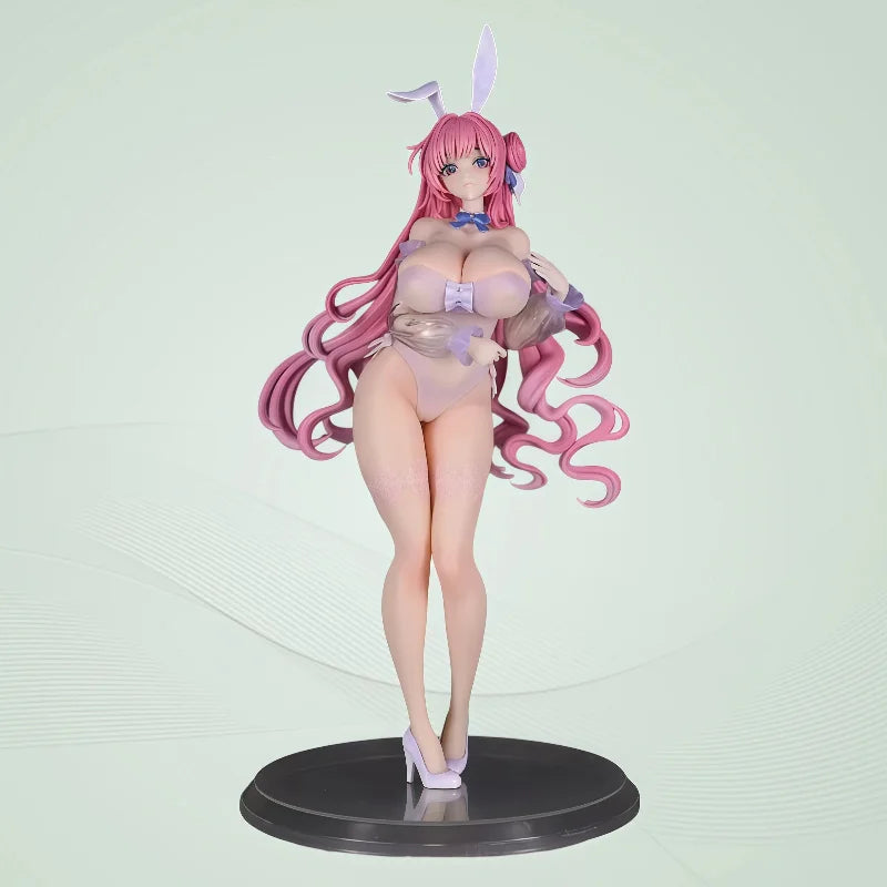 Anime Figure Bunny Girl Pink Hair Lace Standing PVC Figure Collectible Anime Game Peripheral Desktop Ornament 27Cm For Adult