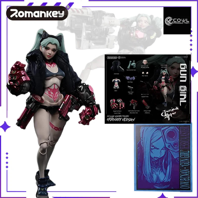 Brand New Stock ROMANKEY Original Gun Girl Rebecca 1/12 Original Movable Machine Girl Female Soldier Action Doll Model Toy Gift