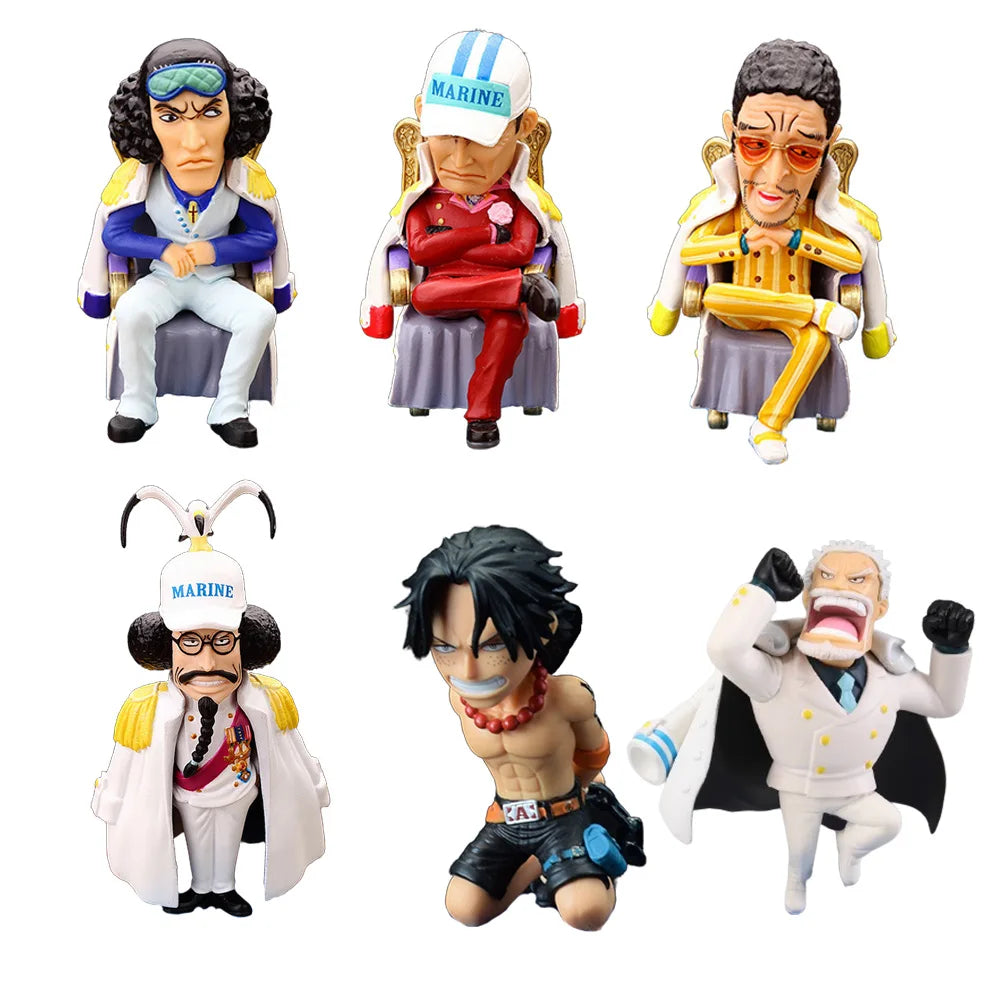 6Pcs Anime WCF One Piece Extra Battle Figure Ace Execution Sengoku Kuzan Garp Borsalino Sakazuki Set Toy Doll Action Figure
