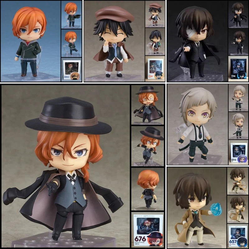 Nendoroid Bungo Stray Dogs Action Figure PVC Q Version Edogawa Ranpo 2348 Chuya Nakahara 676 Dazai Osamu 657 Model Toys For Kid