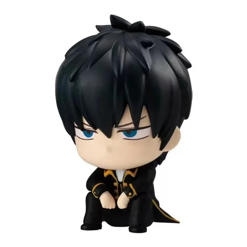In Stock BANDAI Gintama Action Figures Model Sakata Gintoki Hijikata Toushirou Okita Sougo Gashapon Sitting Series02 Original