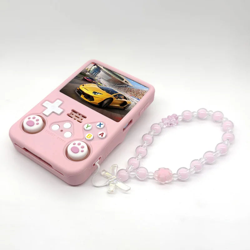 Cute Silicone Kit For R36S handheld game console protective cover with lanyard and tempered glass button cap hildren's gifts