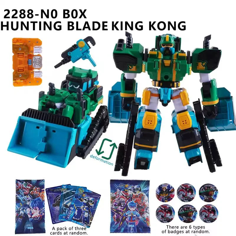 In Stock Transformation Toy Metal Cardbot Fire Engine HEAVY IRON Trailer Cargo Truck Transformation Robot Car Figure Boy Gifts