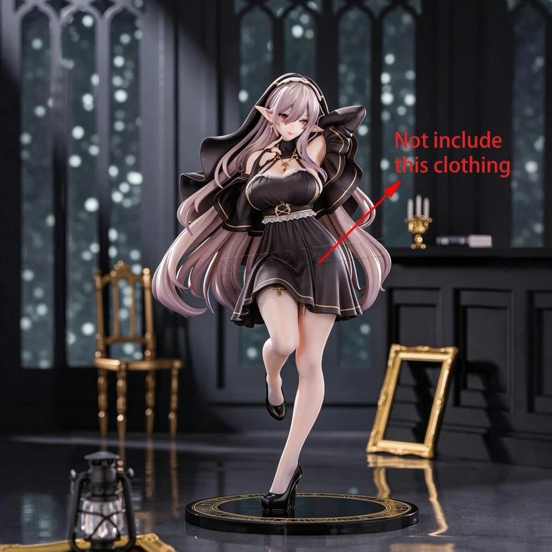 27cm PINKMANGO Shisuta-erufu By Sorananiiro Anime Girl Figure Nun Elf Action Figure Tsuki Uzaki Figurine Model Doll Toys Gifts