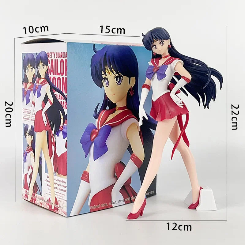 22cm Anime Sailor Moon Figure Sailor Mars Sailor Mercury Action Figures Hand Made Toys Kawaii Model Doll Ornaments Kids Gifts