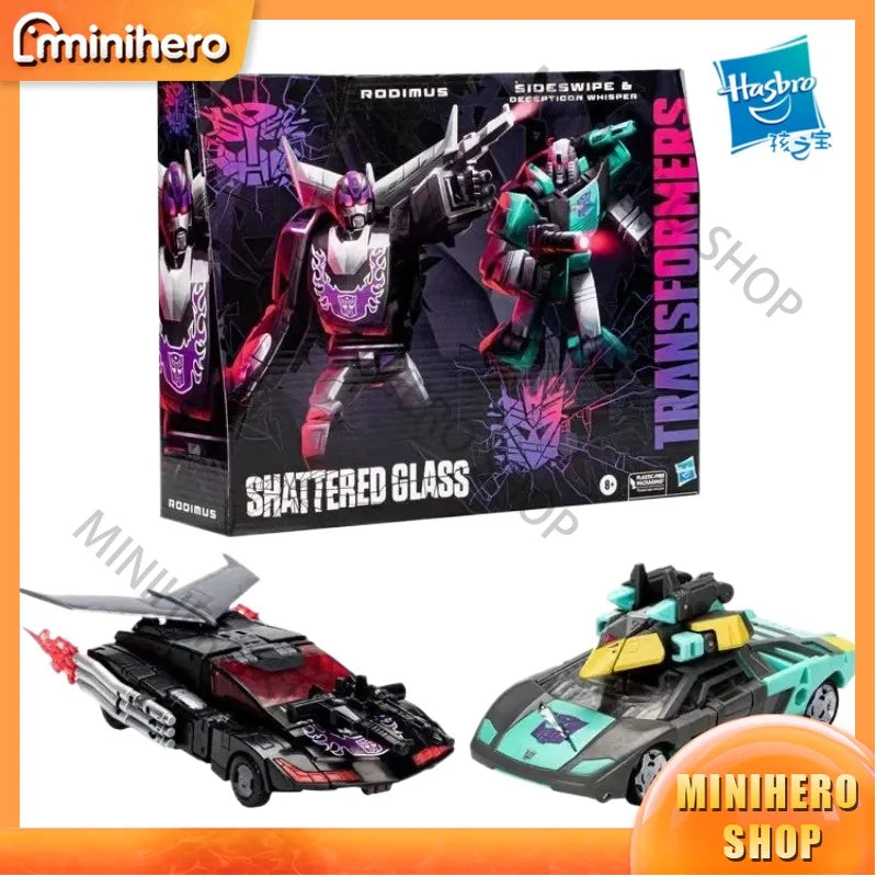 In Stock Original Hasbro Transformers Shattered Glass Rodimus Sideswipe Whisper Deluxe Class Super Action Figure Articulated