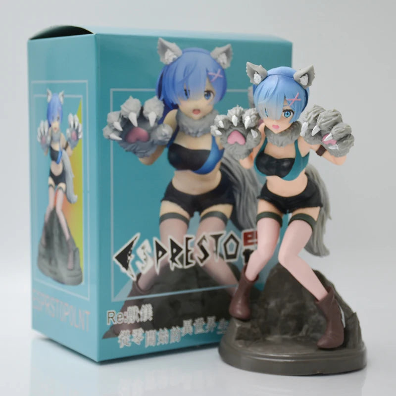 18cm Re:ZERO Starting Life in Another World Rem Anime Girl Figure Rem Monster Costume Action Figure Adult Model Doll Toys Gifts