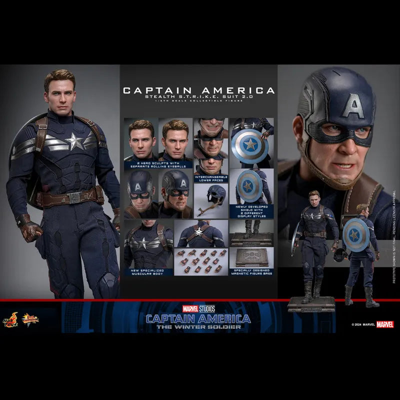 HotToys Captain America MMS783 1/6 Scale Collectible Figure Stealth S.T.R.I.K.E. Suit 2.0 The Winter Soldier With 2 Head Sculpts
