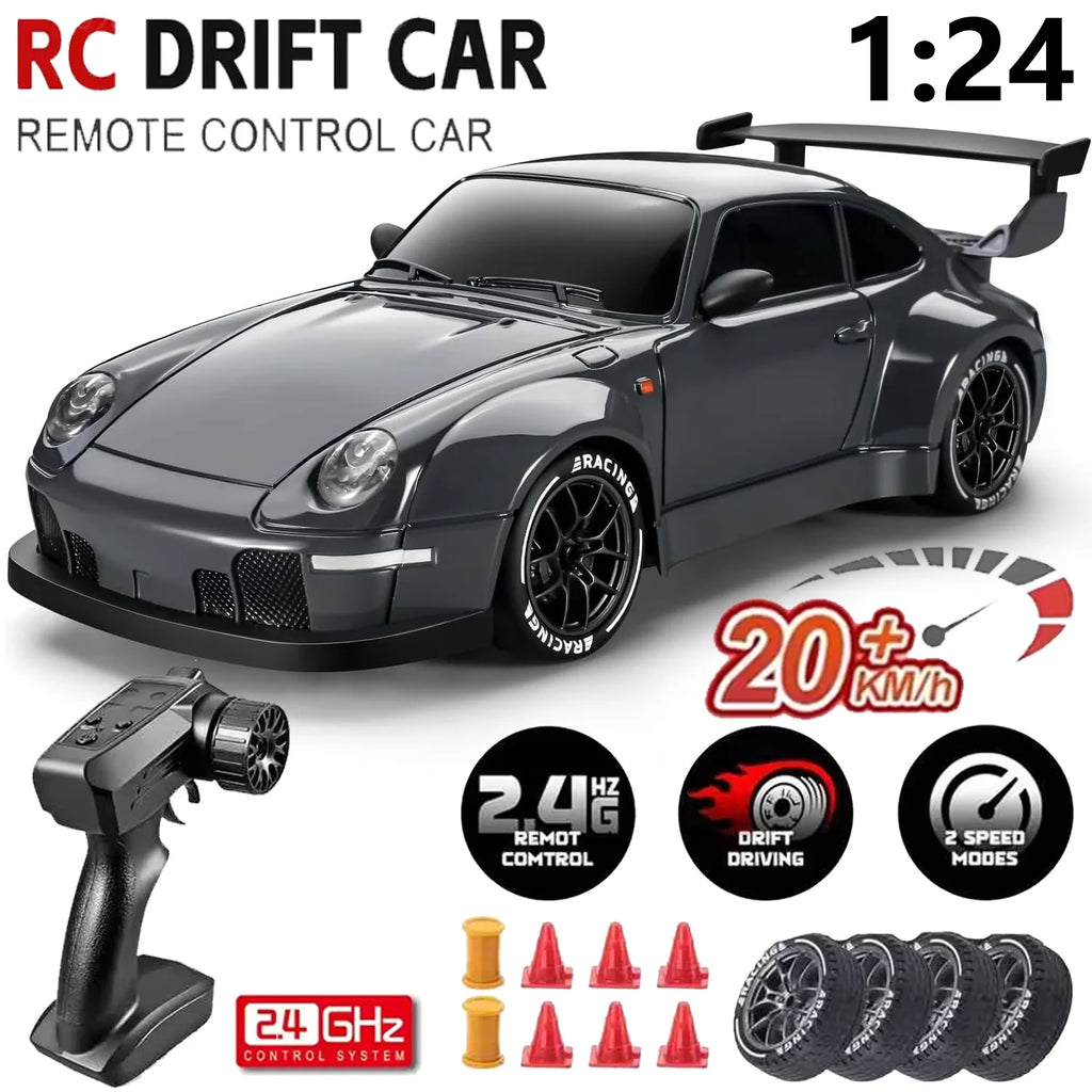 New RC Drift Car 4WD 1:24 Scale Remote Control Car with LED Lights 2.4GHz 20KM/H  RC Car Drifting Tires Racing Sport Vehicle Toy