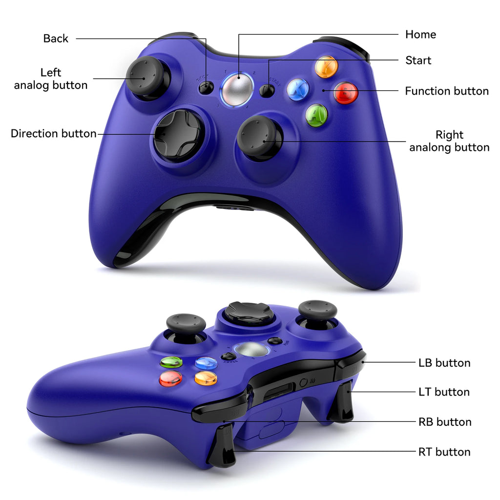 Wireless Controller Compatible Xbox 360 2.4GHZ Gamepad Joystick For Xbox 360 and PC Windows 7,8,10,11 with 6-axis Dual Vibration