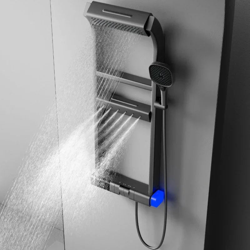 Multi-Function Thermostatic Shower System with Digital Display, High Pressure Rotating Showerhead, Bathroom Shower Set