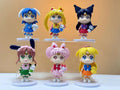 6pcs/set Cute Sailor Moon with Kitty Kuromi Melody PVC Action Figure Model Toys 10cm