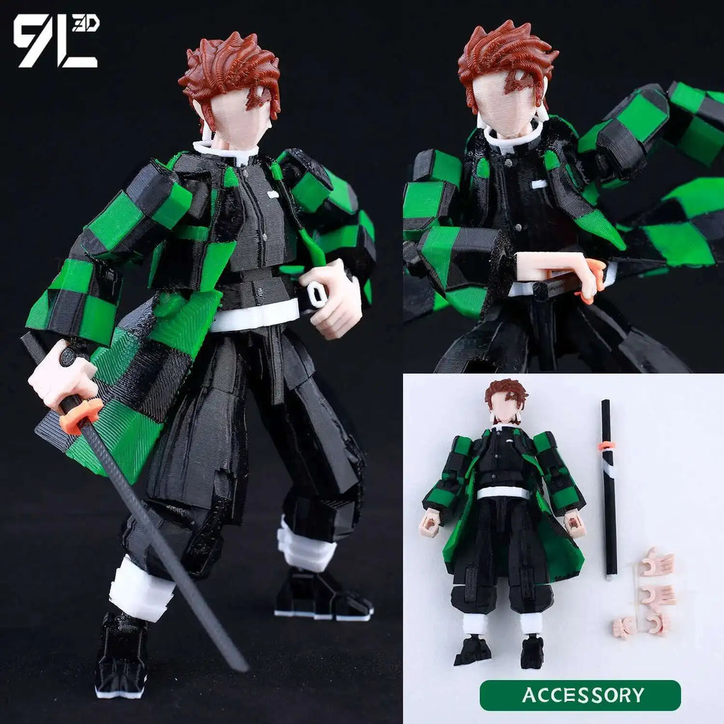 9L 3D-gedruckte One Piece Roronoa Zoro Lucky Dummy, 13 bewegliche Shapeshift-Actionfiguren, Schaufensterpuppen-Spielzeug für Anime-Liebhaber