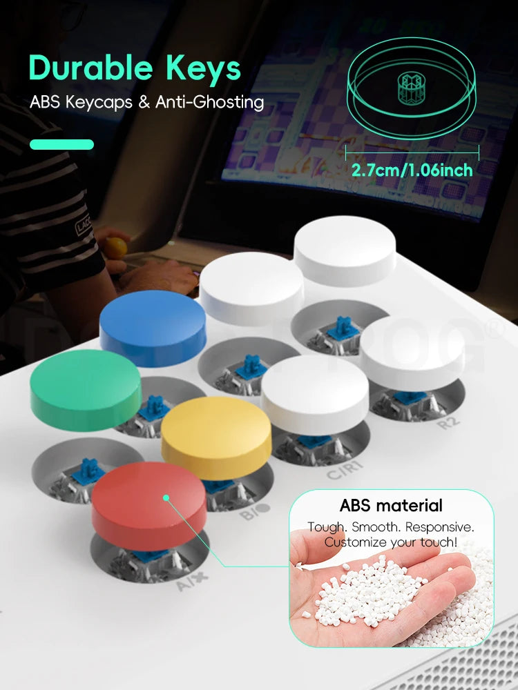 Data Frog Game Arcade Keyboard Wireless Controller for Street Fighter Retro Video Game Consoles Compatible with PC/Android/IOS