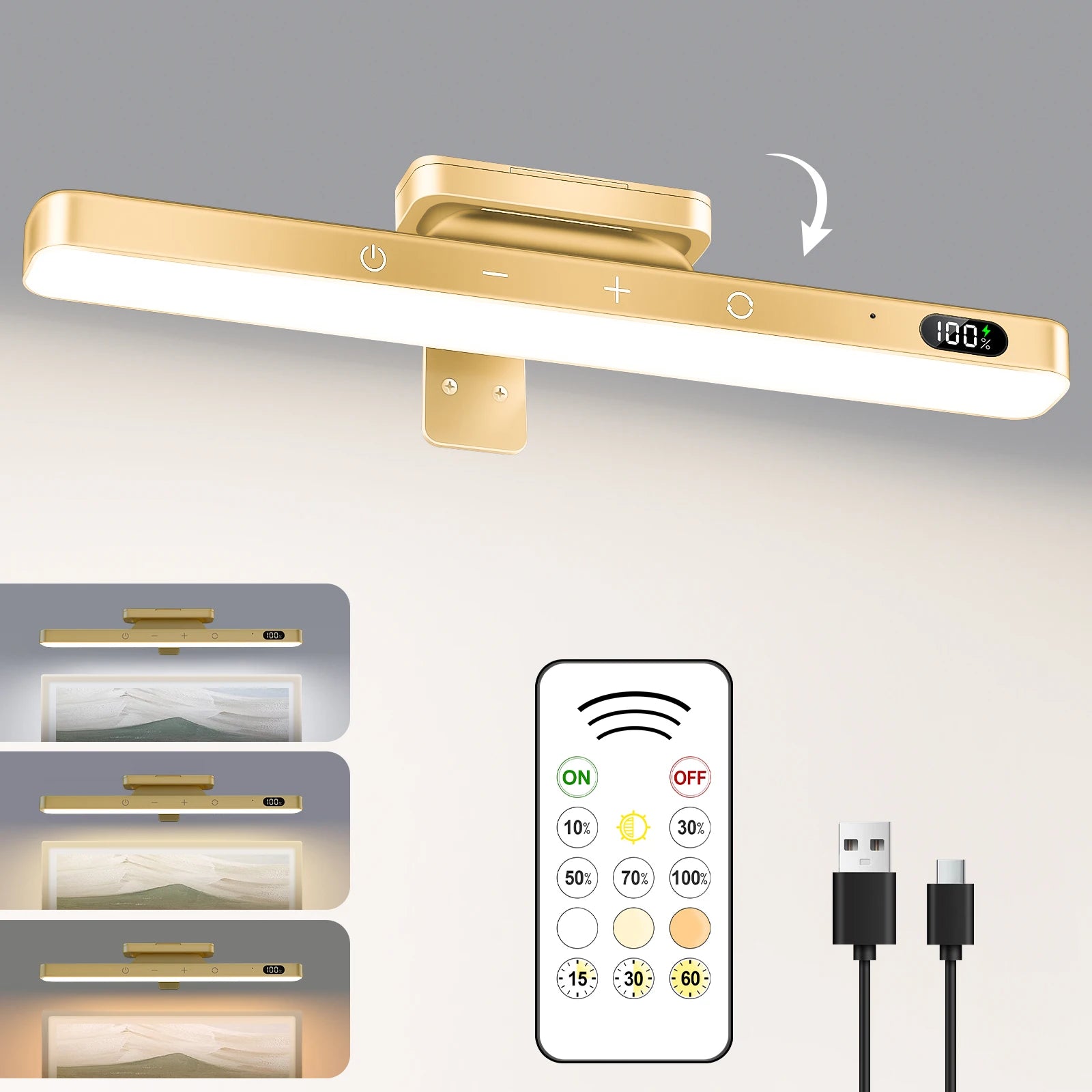 WILLED Touch Table Lamp Magnetic Desk Lamp Bulit-in 2500mAh Battery for Reading Cabinet Mirror Bedside Rechargeable Night Lights