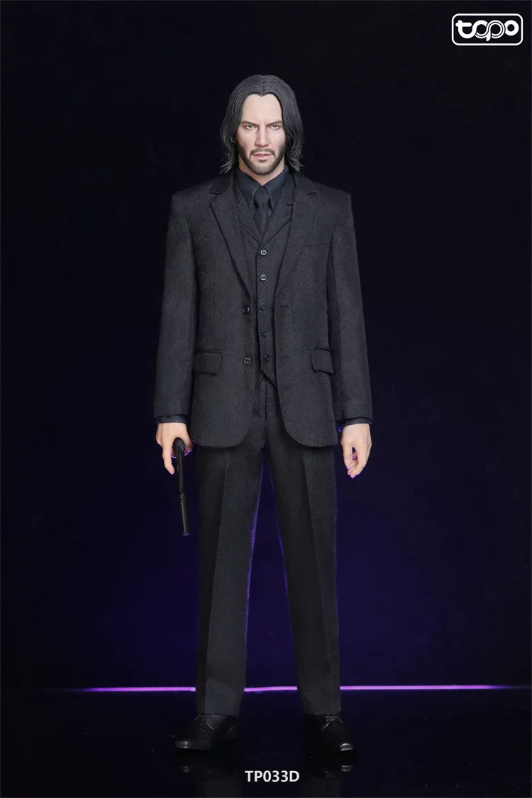 Genuine Topo Studio 1/6 Tp033 John Wick Black Basic Suit Set Action Figure Clothing Accessory For 12 Inch Male Soldier In Stock