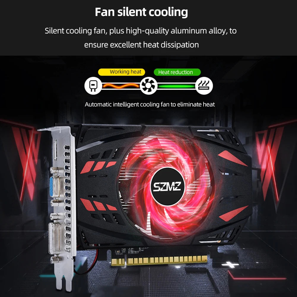 GT730 Desktop-Grafikkarte HD + VGA + DVI DDR3 4 GB Computergrafikkarten PCI-E2.016X Gaming-Grafikkarte 128 Bit mit Lüfter